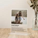 Gugan's Gifts Personalized Acrylic Desk Photo Frame for Sister – Custom Acrylic Frame with Photo and Names (Model 1)
