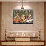 anesh/Mahalakshmi/Saraswati/Photo Frame | Hindu Bhagwan Devi Devta in Single Frame for Pooja | Wall Décor, Engineered Wood, Wall Mount, Multicolour - 13x19 inches