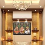 anesh/Mahalakshmi/Saraswati/Photo Frame | Hindu Bhagwan Devi Devta in Single Frame for Pooja | Wall Décor, Engineered Wood, Wall Mount, Multicolour - 13x19 inches