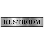 Sign Restroom Toilet Washroom ABS Plastic Self Adhesive Signboard Signage for Office, Hospitals, Colleges, Supermarket | Engraved Golden Acrylic Sheet (12 X 3 Inches) (Restroom)(Silver)