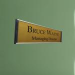 Gugan's Nameplate with Modern Aluminum Nameplate Holder for Wall or Door, Adhesive Backing Included (Gold, 30 x 08 cm)
