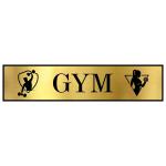 GYM Self Adhesive Acrylic Signage Signboard for Company, Colleges, Store, School, Hotel, Restaurant, GYM & More | Color - Gold & Black, 12x3 Inch | Engraved Acrylic Sheet Sticker