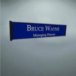 Gugan's Nameplate with Modern Aluminum Nameplate Holder for Wall or Door, Adhesive Backing Included (Blue, 30 x 06 cm)