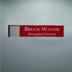 Gugan's Nameplate with Modern Aluminum Nameplate Holder for Wall or Door, Adhesive Backing Included (Red, 30 x 06 cm)