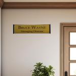 Gugan's Nameplate with Modern Aluminum Nameplate Holder for Wall or Door, Adhesive Backing Included (Gold, 30 x 08 cm)