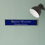 Gugan's Nameplate with Modern Aluminum Nameplate Holder for Wall or Door, Adhesive Backing Included (Blue, 30 x 06 cm)