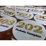 Personalized Milk White Acrylic Laser cut 3D Mirror Gold Acrylic Number and Black Vinyl Board for Hotel | Restaurant | College | Apartment | House | Flat (Size 5 X 5 Inches)