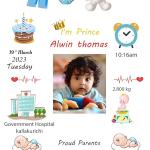 Baby Happy Birthday Engineered Wood Photo Frame With Birth Details | Kids Personalised Happy Birthday Memory Wall Mount Gift Photo Frame For Boy or Girl (12x8 Inch, Design-1)