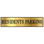 Parking Signs with Self Adhesive Signboard Signage for Office, Hospitals, Colleges, Supermarket | Laser Engraved Acrylic Sheet (12 X 4 Inches) (Residents Parking, Gold)