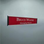 Gugan's Nameplate with Modern Aluminum Nameplate Holder for Wall or Door, Adhesive Backing Included (Red, 30 x 06 cm)