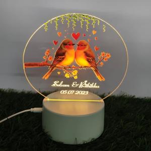 Gugan's Gifts Acrylic Personalized Illusion Photo Lamp – A Customizable lamp with Name, and Date, Perfect for Couples. (Model 9)