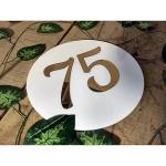 Personalized Milk White Acrylic Laser cut 3D Mirror Gold Acrylic Number Board for Hotel | Restaurant | College | Apartment | House | Flat (Size 5 X 5 Inches)