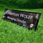 Gugan's Acrylic Desk Name Plate - Personalised Desk Name Plate, Custom Desk Sign, Office Plaque, Executive Office Sign (12 x 4 Inches) Black