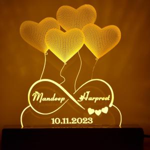 Acrylic Rectangular 3D Illusion LED Lamp | Color - Blue (8x6 Inch) | Customized and Personalized with Name | Best Gift for Wedding, Anniversary, Valentine's Day for Husband, Wife, Couples