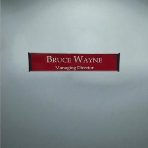 Gugan's Nameplate with Modern Aluminum Nameplate Holder for Wall or Door, Adhesive Backing Included (Red, 30 x 06 cm)