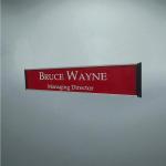 Gugan's Nameplate with Modern Aluminum Nameplate Holder for Wall or Door, Adhesive Backing Included (Red, 30 x 06 cm)