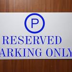 Milk White Acrylic With Vinyl| Parking Signs with Self Adhesive Signboard Signage for Office, Hospitals, Colleges, Supermarket | (12 X 6 Inches) (Reserved parking only)