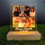 Gugan's Gifts Personalized Photo Lamp for Couples – Custom Acrylic LED Night Light with Photo, Name & Date, Gift for Anniversary, Wedding or Birthday (Model 3)
