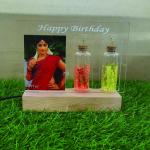 Gugan's Gifts Personalized Photo Lamp for Birthday – Custom Acrylic LED Night Light with Message Bottle(DIY)- Write Your own (Model 2)