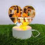 Gugan's Personalized Photo Heart Night Light, Couple Photo Lamp, Custom Acrylic Frame, Bedroom Decor, Custom Led Night Light, Gift for Her Him (Model 3)