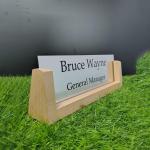 Gugan's Acrylic Desk Name Plate - Personalised Desk Name Plate, Office Plaque, Custom Office Plate with Name and Position (Silver)