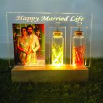 Gugan's Personalized Photo Lamp for Couple – Custom Acrylic LED Night Light with DIY Message Bottle | Marriage & Anniversary Gift | Romantic Décor | Write Your Own Message (Model 3)