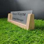 Gugan's Acrylic Desk Name Plate - Personalised Desk Name Plate, Office Plaque, Custom Office Plate with Name and Position (Silver)