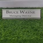 Gugan's Aluminum Desk Name Plate – Personalized Office Name Sign with Holder, Modern Desk Décor for Professionals, Boss, and Executives- Double Side (12 x 3 Inches) (Silver, Silver)