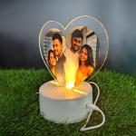 Gugan's Personalized Photo Heart Night Light, Couple Photo Lamp, Custom Acrylic Frame, Bedroom Decor, Custom Led Night Light, Gift for Her Him (Model 2)