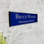 Gugan's Nameplate with Modern Aluminum Nameplate Holder for Wall or Door, Adhesive Backing Included (Blue, 30 x 08 cm)