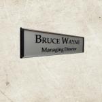 Gugan's Nameplate with Modern Aluminum Nameplate Holder for Wall or Door, Adhesive Backing Included (Clear, 30 x 08 cm)