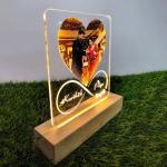 Gugan's Gifts Personalized Photo Lamp for Couples – Custom Acrylic LED Night Light with Photo, Name & Date, Gift for Anniversary, Wedding or Birthday (Model 5)