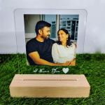 Gugan's Gifts Personalized Photo Lamp for Couples – Custom Acrylic LED Night Light with Photo, Name & Date, Gift for Anniversary, Wedding or Birthday (Model 1)
