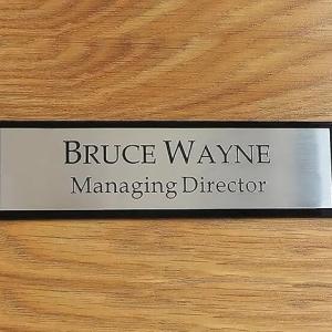 Customized Self Adhesive Acrylic Name Plate | Black Acrylic and Gold Engraving Sheet with Vinyl Lettering | Custom Name Plate For Home, Office & Outdoor Entrance 12 x 4 Inches (Gold)