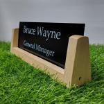 Gugan's Acrylic Desk Name Plate - Personalised Desk Name Plate, Office Plaque, Custom Office Plate with Name and Position (Black)