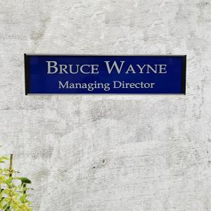 Gugan's Nameplate with Modern Aluminum Nameplate Holder for Wall or Door, Adhesive Backing Included (Blue, 30 x 08 cm)