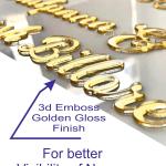 Name Plate for Flat/Home/Hotel name plate for home entrance round shape Gold 3d emboss 10x10 inch with screws