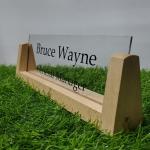 Gugan's Acrylic Desk Name Plate - Personalised Desk Name Plate, Office Plaque, Custom Office Plate with Name and Position (Transparent)