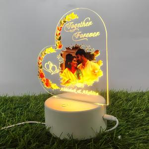 Gugan's Personalized Photo Heart Night Light, Couple Photo Lamp, Custom Acrylic Frame, Bedroom Decor, Custom Led Night Light, Gift for Her Him