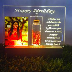 Gugan's Gifts Personalized Photo Lamp for Birthday – Custom Acrylic LED Night Light with Message Bottle(DIY)- Write Your own (Model 3)