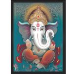 Lord Ganesh Ji Engineered Wood Photo Frame | Pod Ganeshoja Room, Temple/Mandir, Entry Door (13x9 Inch)