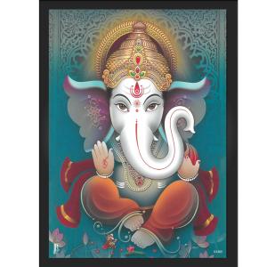 Lord Ganesh Ji Engineered Wood Photo Frame | Pod Ganeshoja Room, Temple/Mandir, Entry Door (13x9 Inch)