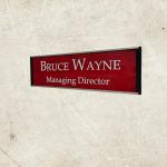 Gugan's Nameplate with Modern Aluminum Nameplate Holder for Wall or Door, Adhesive Backing Included (Red, 30 x 08 cm)