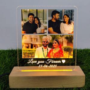 Gugan's Gifts Personalized Photo Lamp for Couples – Custom Acrylic LED Night Light with Photo, Name & Date, Gift for Anniversary, Wedding or Birthday (Model 3)