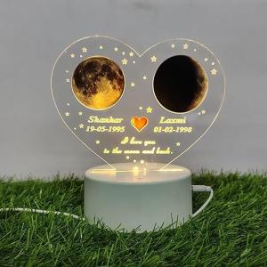 Gugan's Personalized Moon Phase Led Lamp for Couple - Couple Room Decor - Anniversary Gift - Valentine's Gift for Her, Him (Heart) Brand: Gugan's