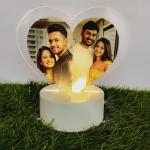 Gugan's Personalized Photo Heart Night Light, Couple Photo Lamp, Custom Acrylic Frame, Bedroom Decor, Custom Led Night Light, Gift for Her Him (Model 2)