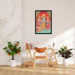 Shree Ram Sita Hanuman ji Engineered Wood Multicolor Photo Frame With Black Border | Wall Hanging Religious Ram Darbar Photo Frame For Temple/Mandir, Worship, Pooja Room (Design-5)