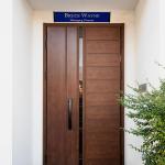 Gugan's Nameplate with Modern Aluminum Nameplate Holder for Wall or Door, Adhesive Backing Included (Blue, 30 x 06 cm)