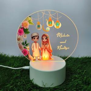 Gugan's Gifts Acrylic Personalized Illusion Photo Lamp – A Customizable lamp with Name, and Date, Perfect for Couples. (Model 3)
