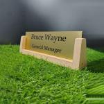 Gugan's Acrylic Desk Name Plate - Personalised Desk Name Plate, Office Plaque, Custom Office Plate with Name and Position (Gold)